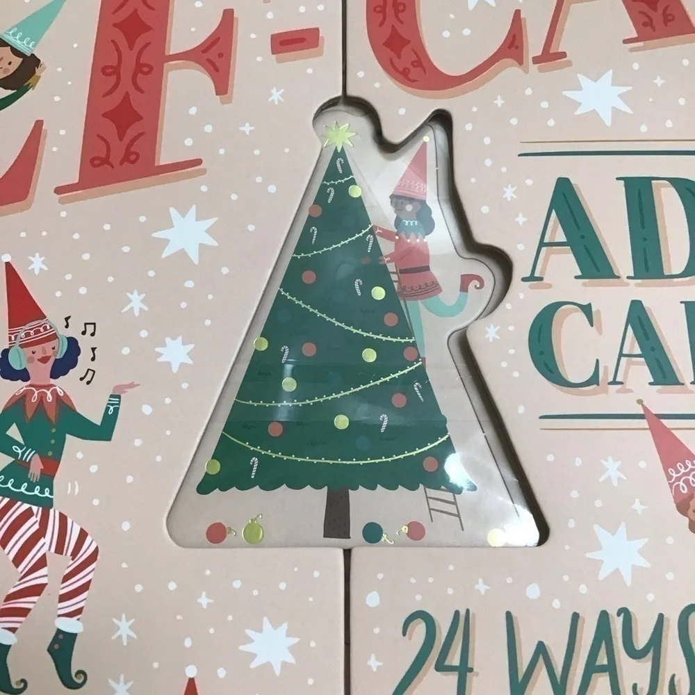 NEW Elf Advent Calendar 24 Pop Out Ornaments Cord Tis the Season for Elf-Care
